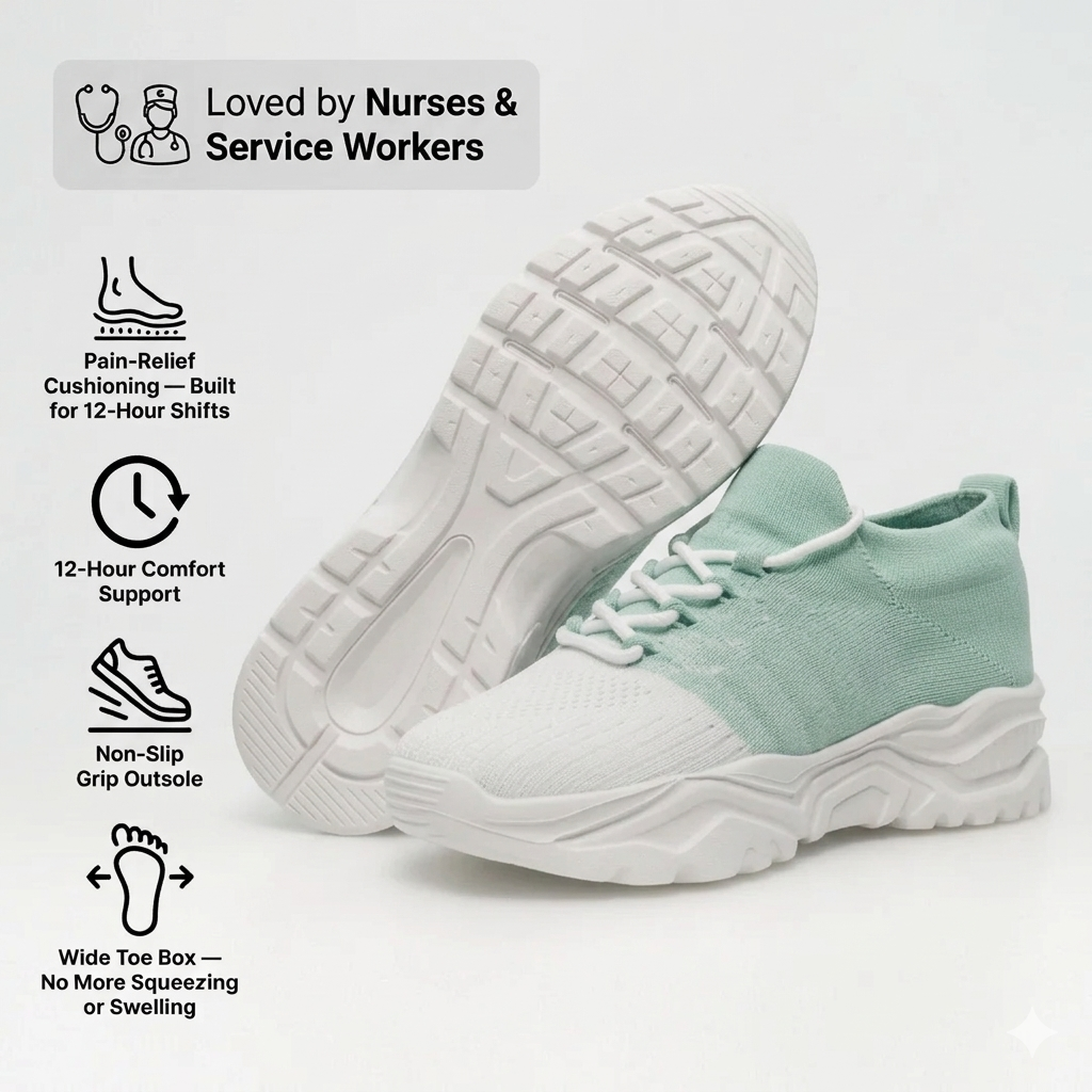 Selovra™ Pro — 12-Hour Shift Shoes for All-Day Foot, Knee & Back Pain Relief